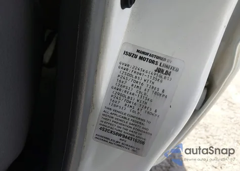 2004 Isuzu Rodeo S 3.2L V6 from USA, damaged, VIN 4S2CK58W944316206